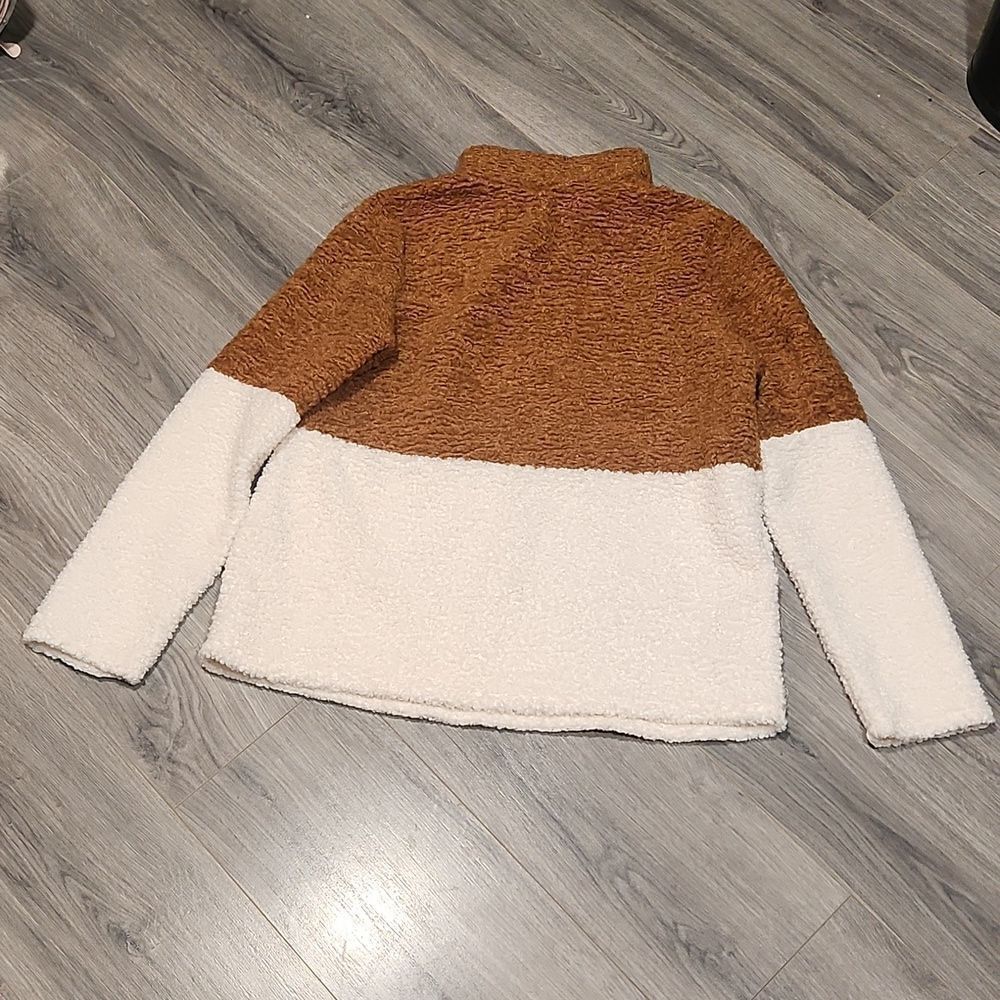 EUC Callie Mac Faux Sherpa Colorblock 3/4 Zip Pullover - Picture 6 of 6